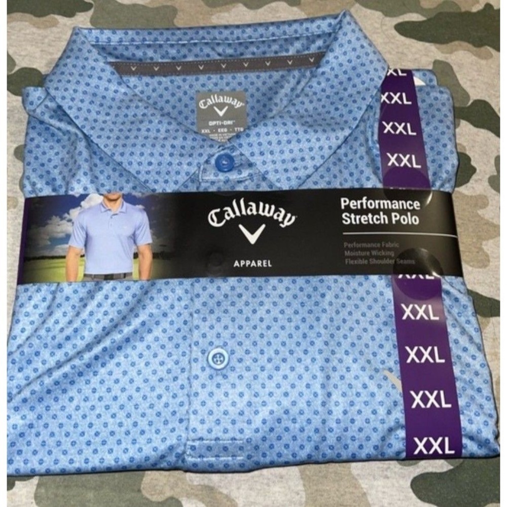 NWT Callaway Men's XXL Performance Stretch Polo Blue